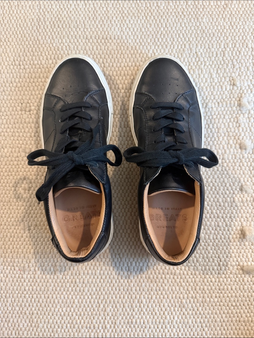 Greats Black Leather Low-Top Sneakers with White Sole